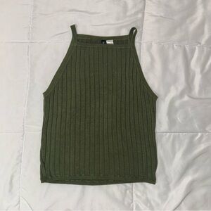 Olive Green Ribbed Tank Top